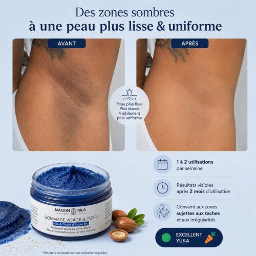 Gommage Nila avant après